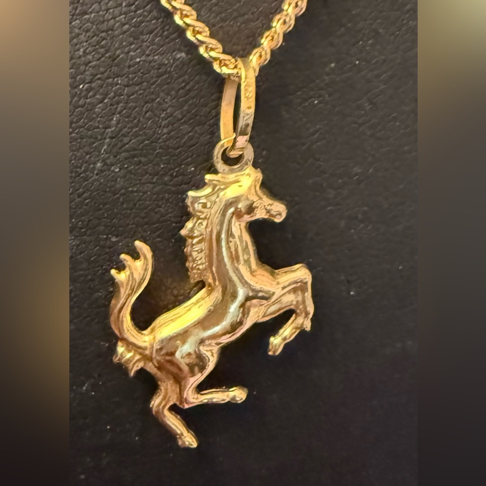 18K Saudi Real Gold Horse Pendant